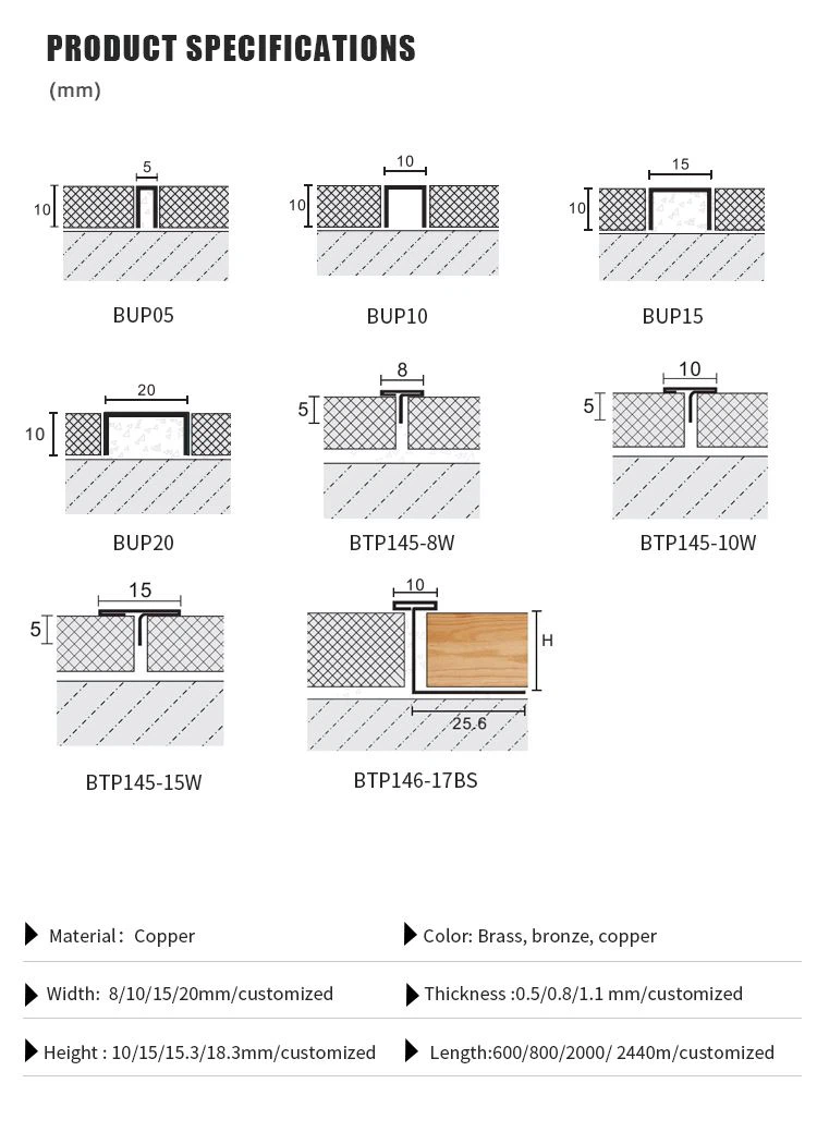 06 brass tile trim  size